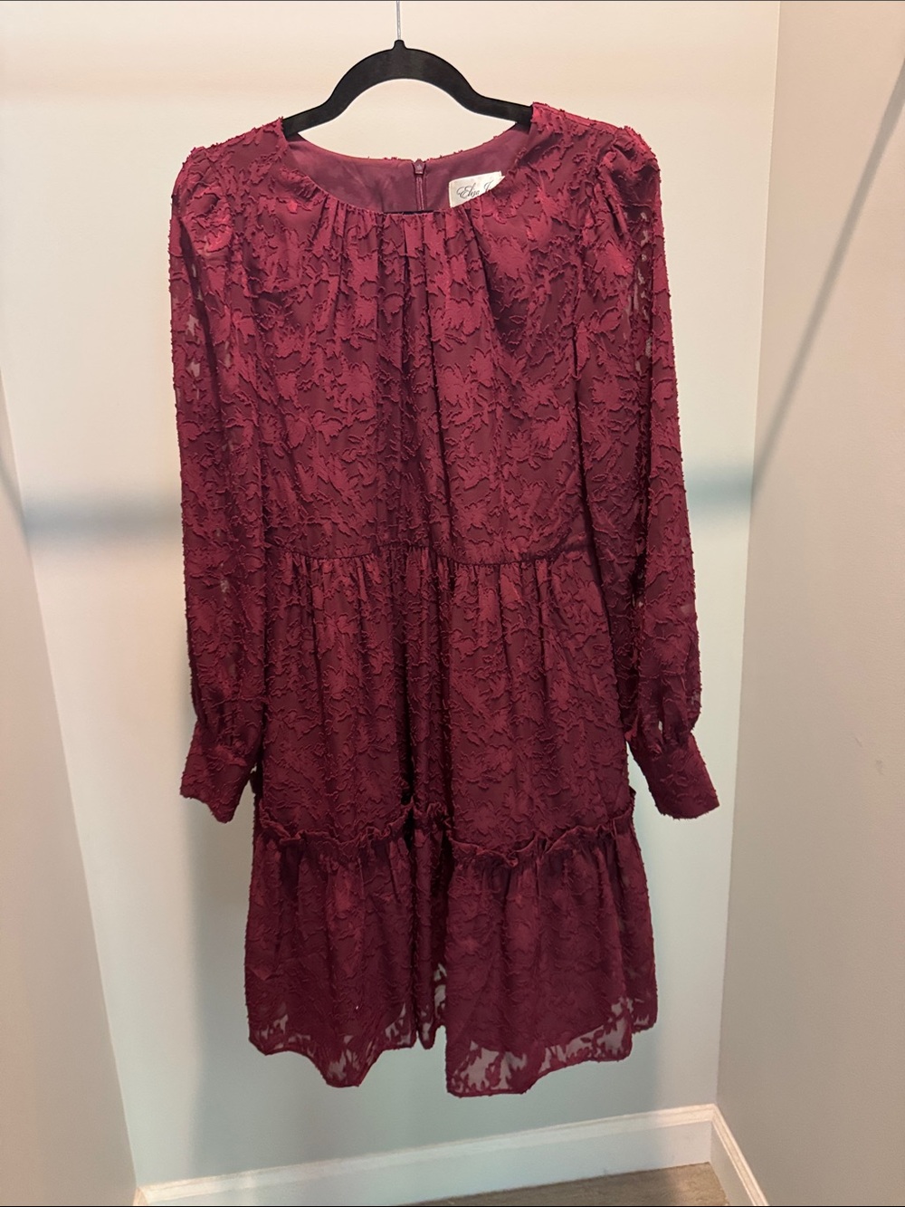 Burgundy Lace Tiered Dress - Brand Eliza H